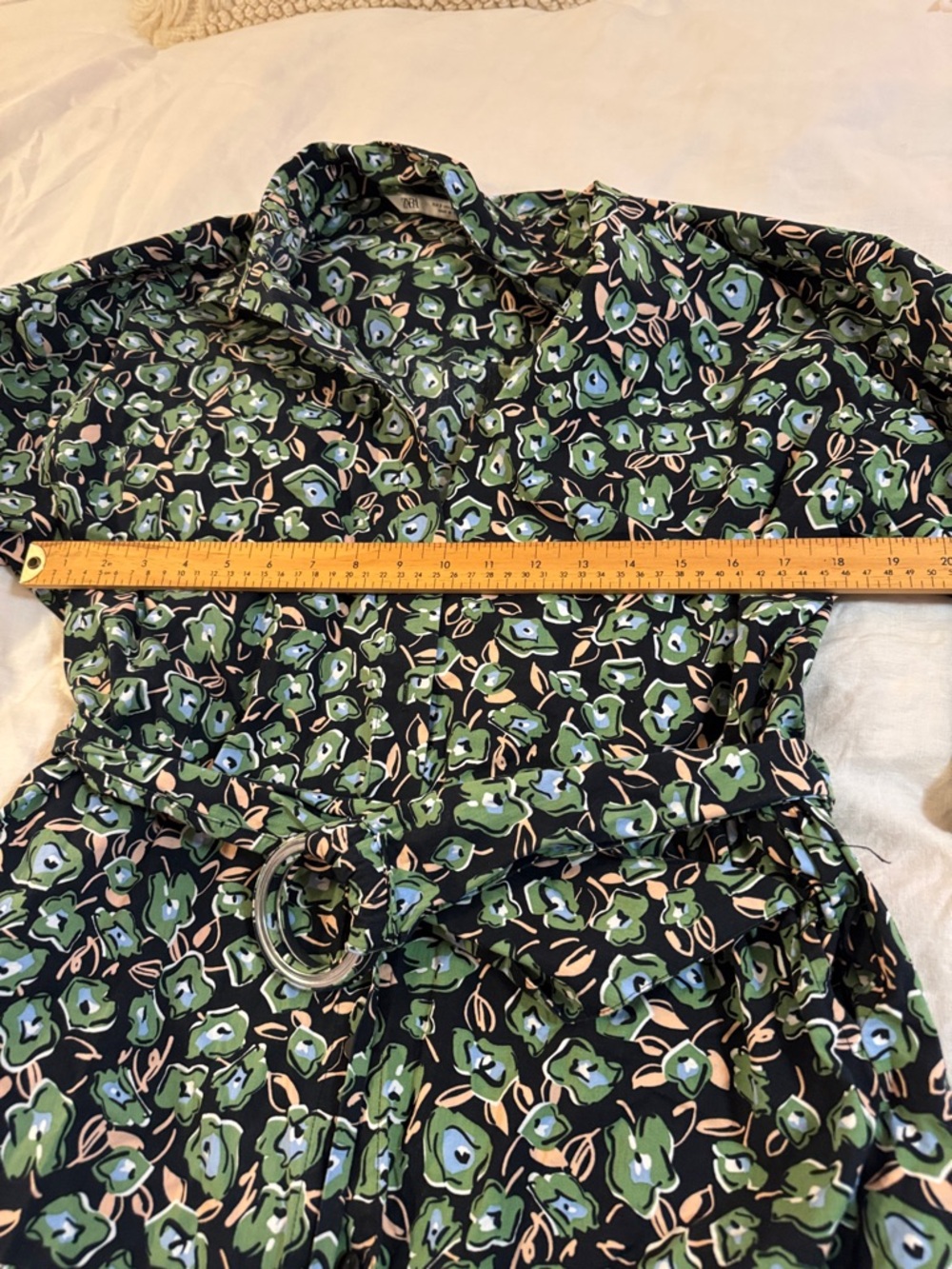 H&M shirtdress, pretty abstract floral pattern on black, womens S - Picture 7 of 13